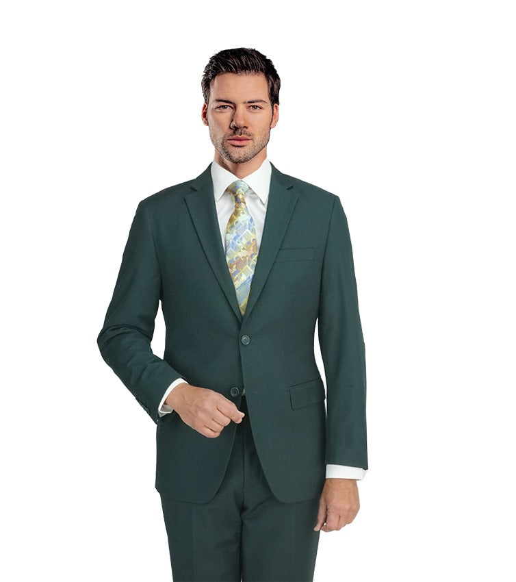 New York Man Italian Designer Hunter Green 2 Piece Suit - suit - view 2 | New York Man Suits