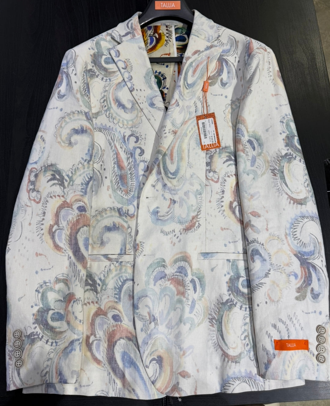 Tallia  2 Button Flowr Print Sport Jacket-Beige Fancy