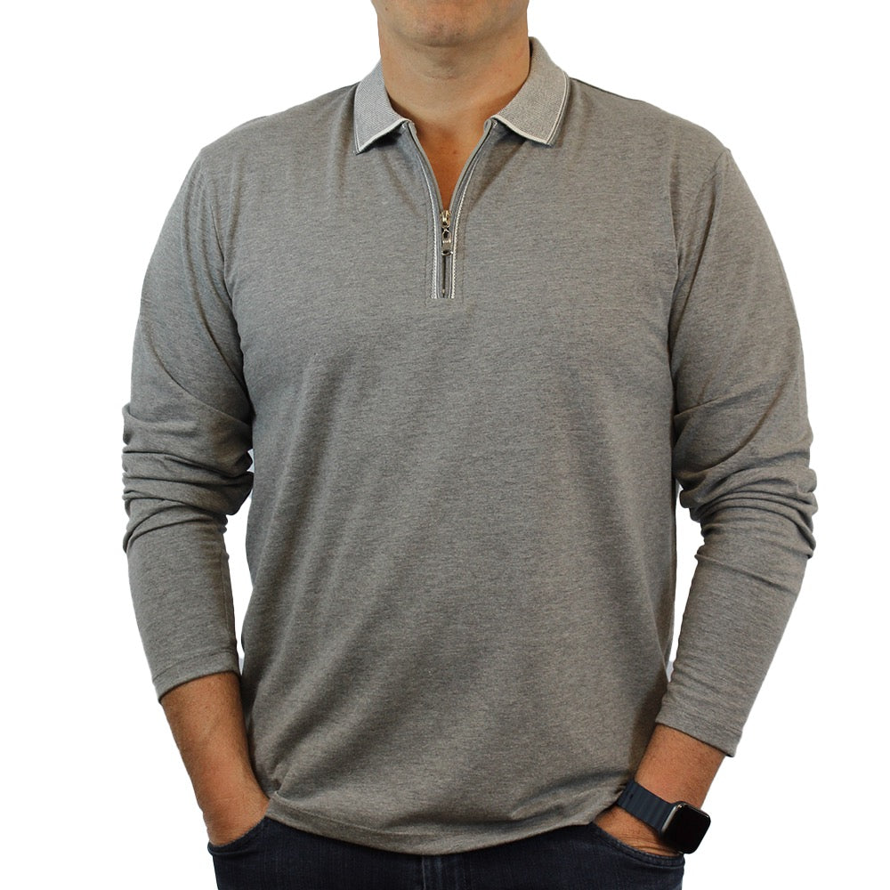 New York Man 1/4 Zip Polo Contrast Collar Long Sleeve - menswear in Black - view 2 | New York Man Suits