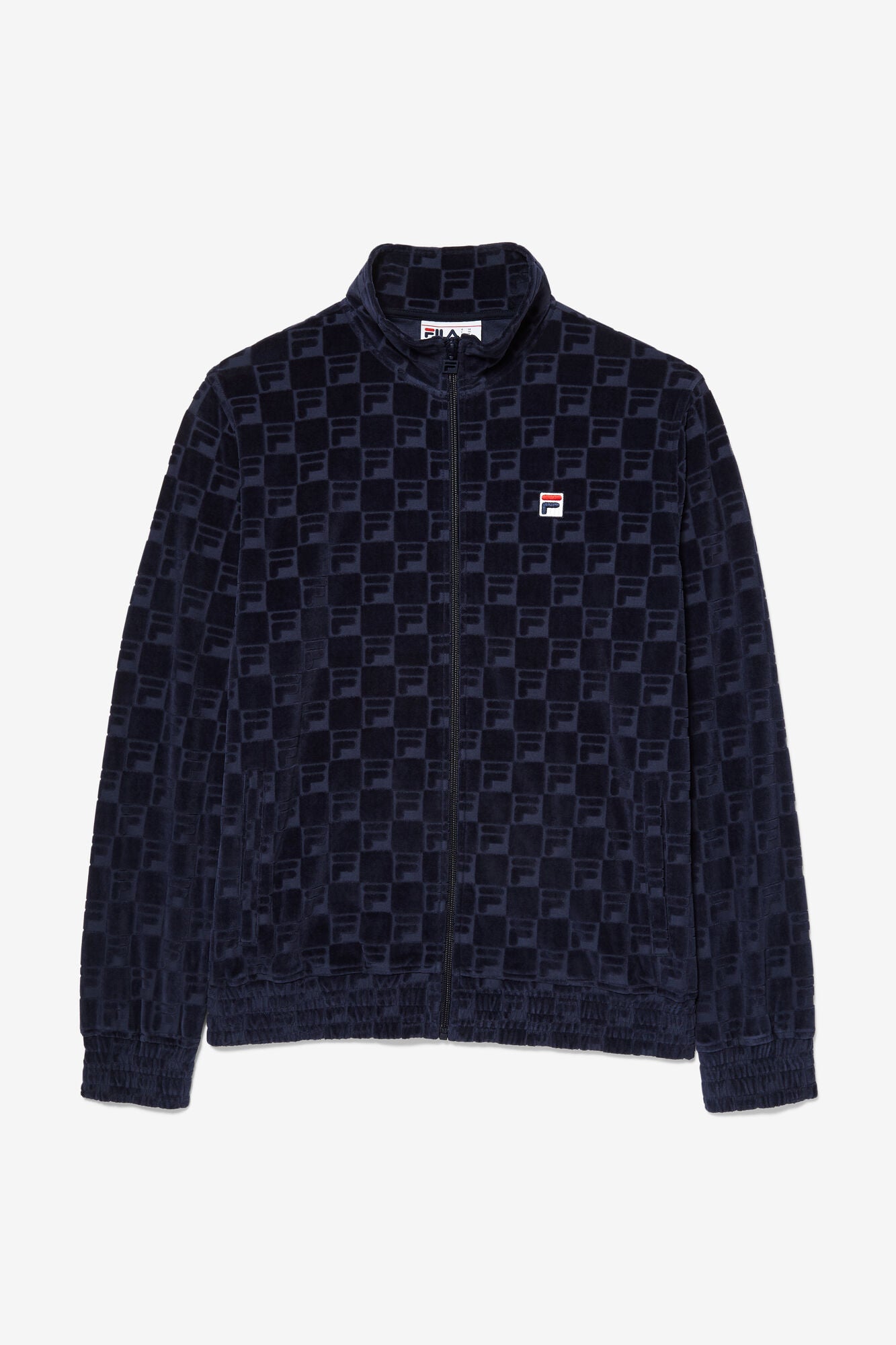 Fila Men`s Ivy League Jacquard Velour Track Jacket and Matching Pants - menswear in Black | New York Man Suits