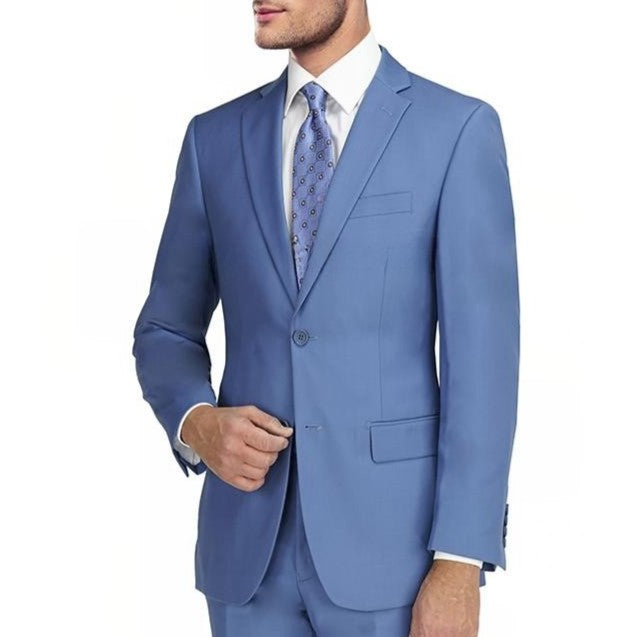 New York Man Italian Designer Light Blue 2 Piece Suit - suit | New York Man Suits