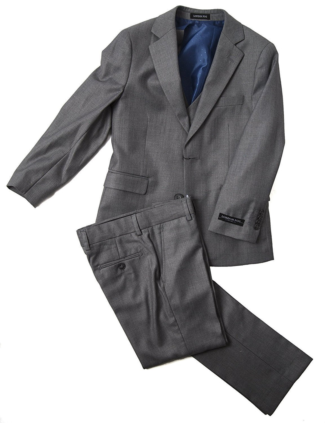 London Fog Boy's Charcoal Modern Fit 3-Piece Formal Luxury Suit Set - CLEARANCE