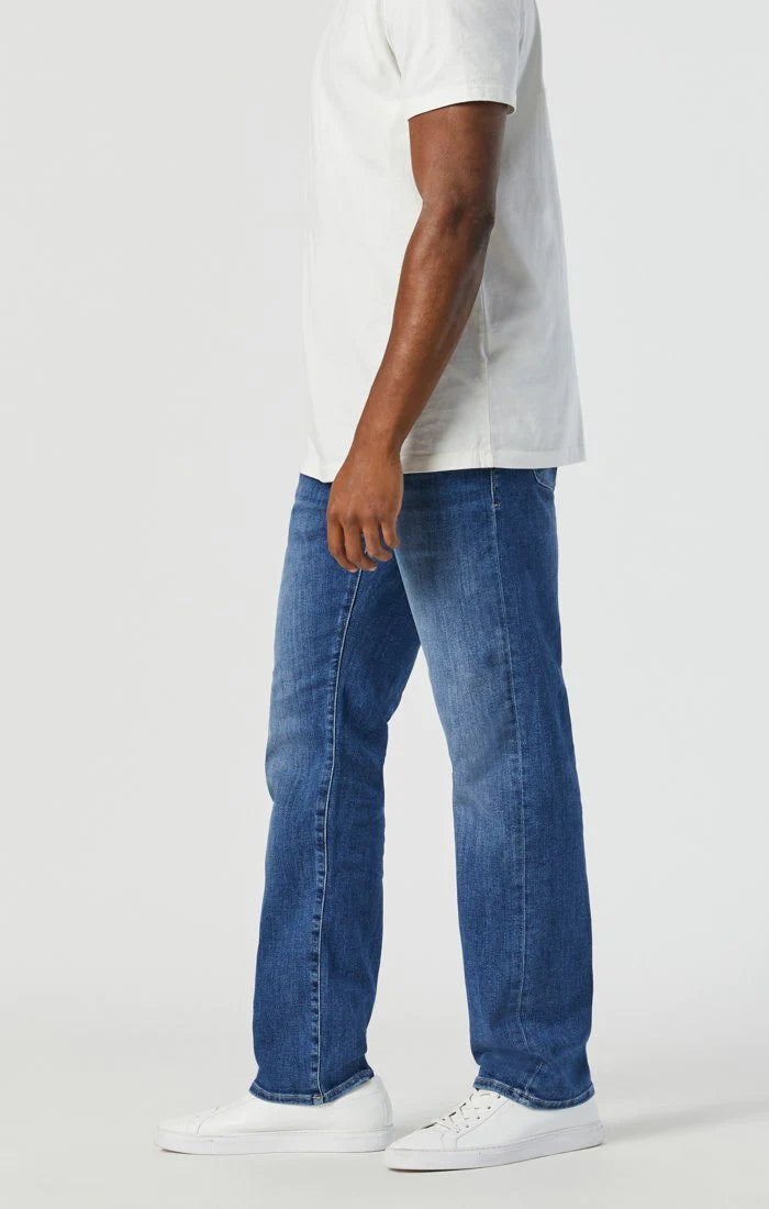 Mavi Mens Marcus Slim Straight Leg Jeans-Mid Foggy