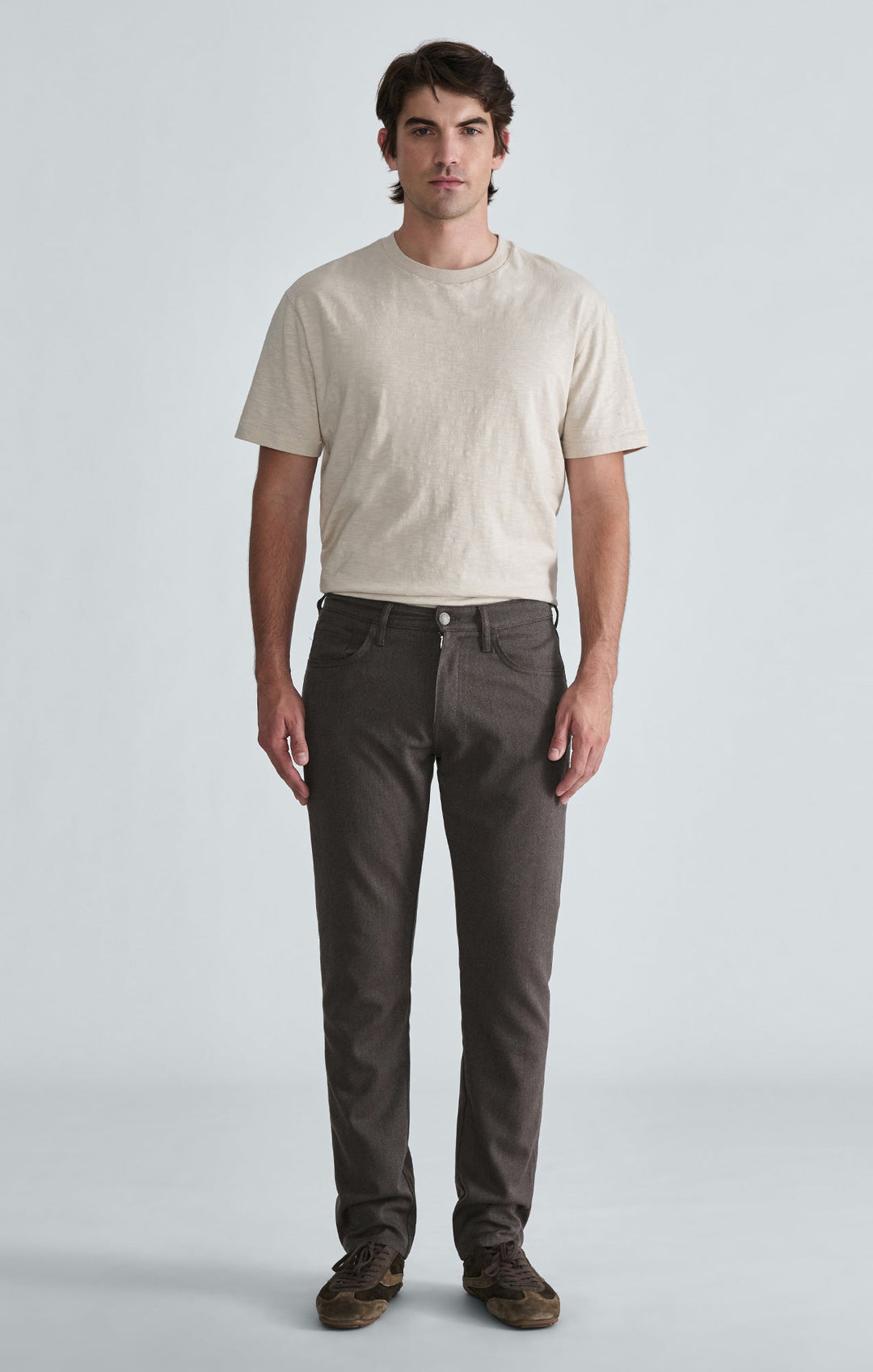 Mavi Marcus slim straight leg pants in brown Wool Touch - front view