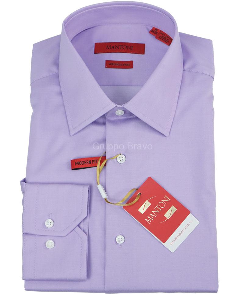 Mantoni Modern Fit Wrinkle Free 100%Cotton Lavender Dress Shirt - shirt | New York Man Suits
