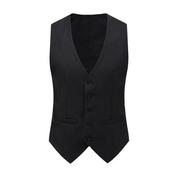 Euro Style Slim Cut Three-Piece Suit - Black