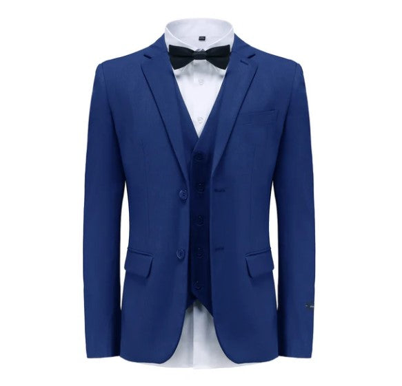 Euro Style Slim Cut Three-Piece Suit - Blue