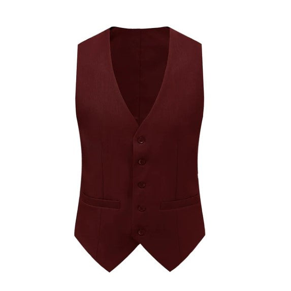 Euro Style Slim Cut Three-Piece Suit - Burgundy