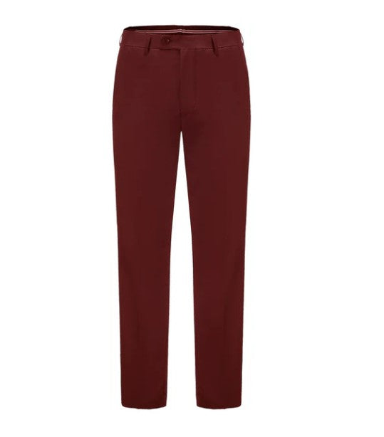 Euro Style Slim Cut Three-Piece Suit - Burgundy