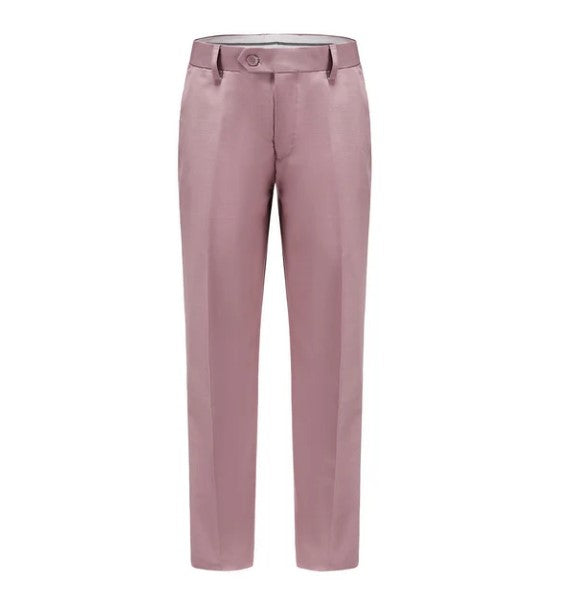 Euro Style Slim Cut Three-Piece Suit - Dusty Rose