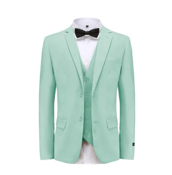 Euro Style Slim Cut Three-Piece Suit - Mint