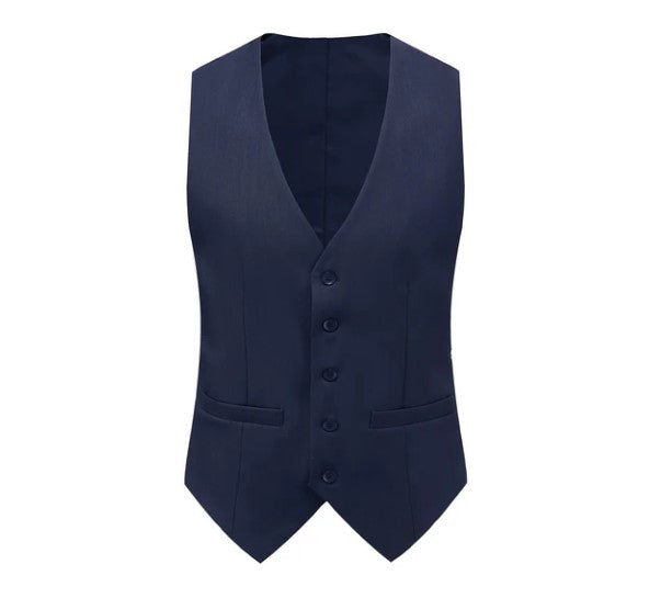 Euro Style Slim Cut Three-Piece Suit - Navy