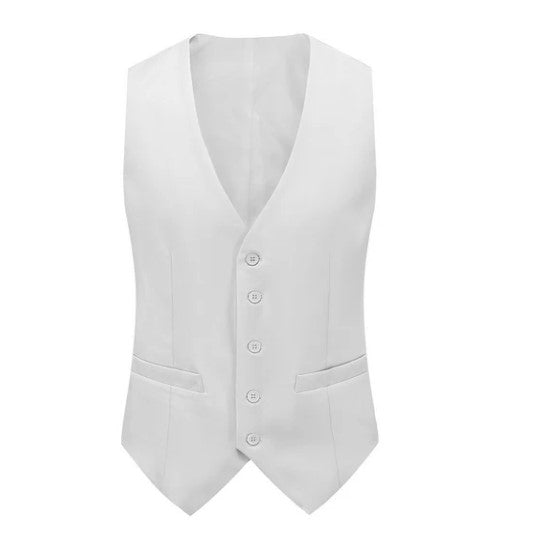 Euro Style Slim Cut Three-Piece Suit - White