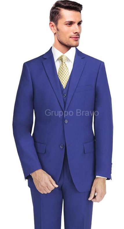 Mantoni 2 Button Slim Fit  Wool Suit-6-New Blue