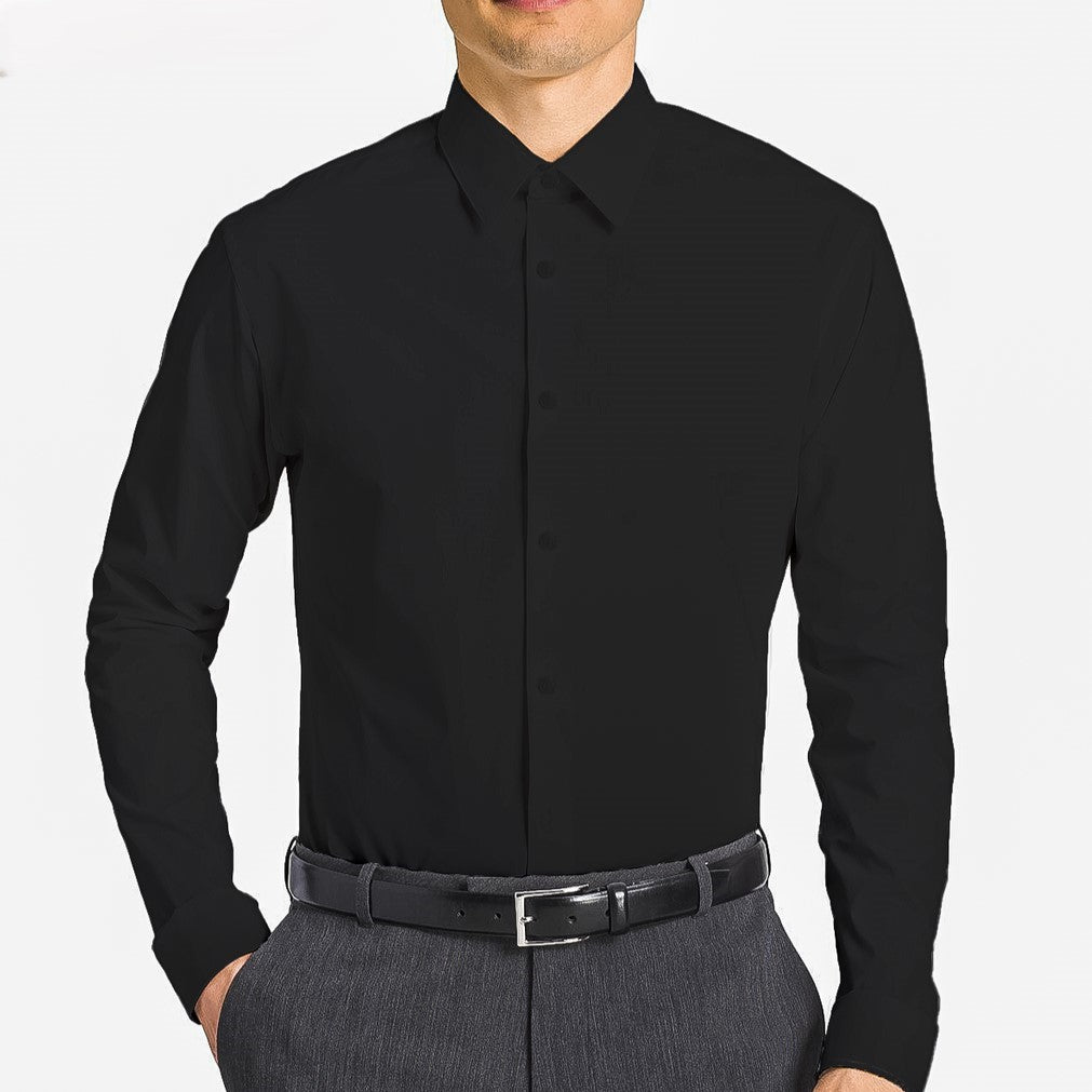 Tazio Slim Fit Dress Shirt - Black - shirt | New York Man Suits