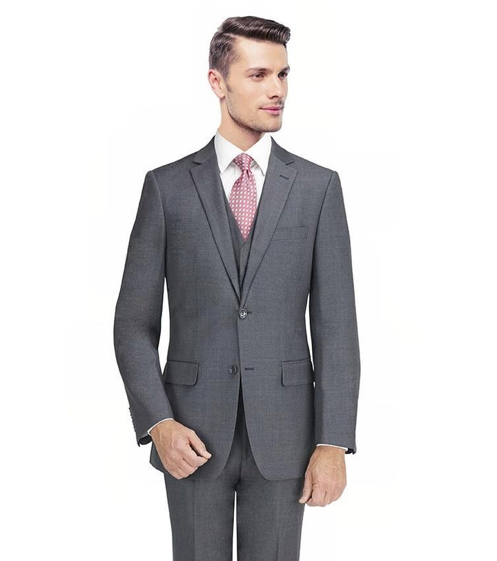 New York Man Italian Designer Medium Gray 2 Piece Suit (available in Slim or Modern fit)