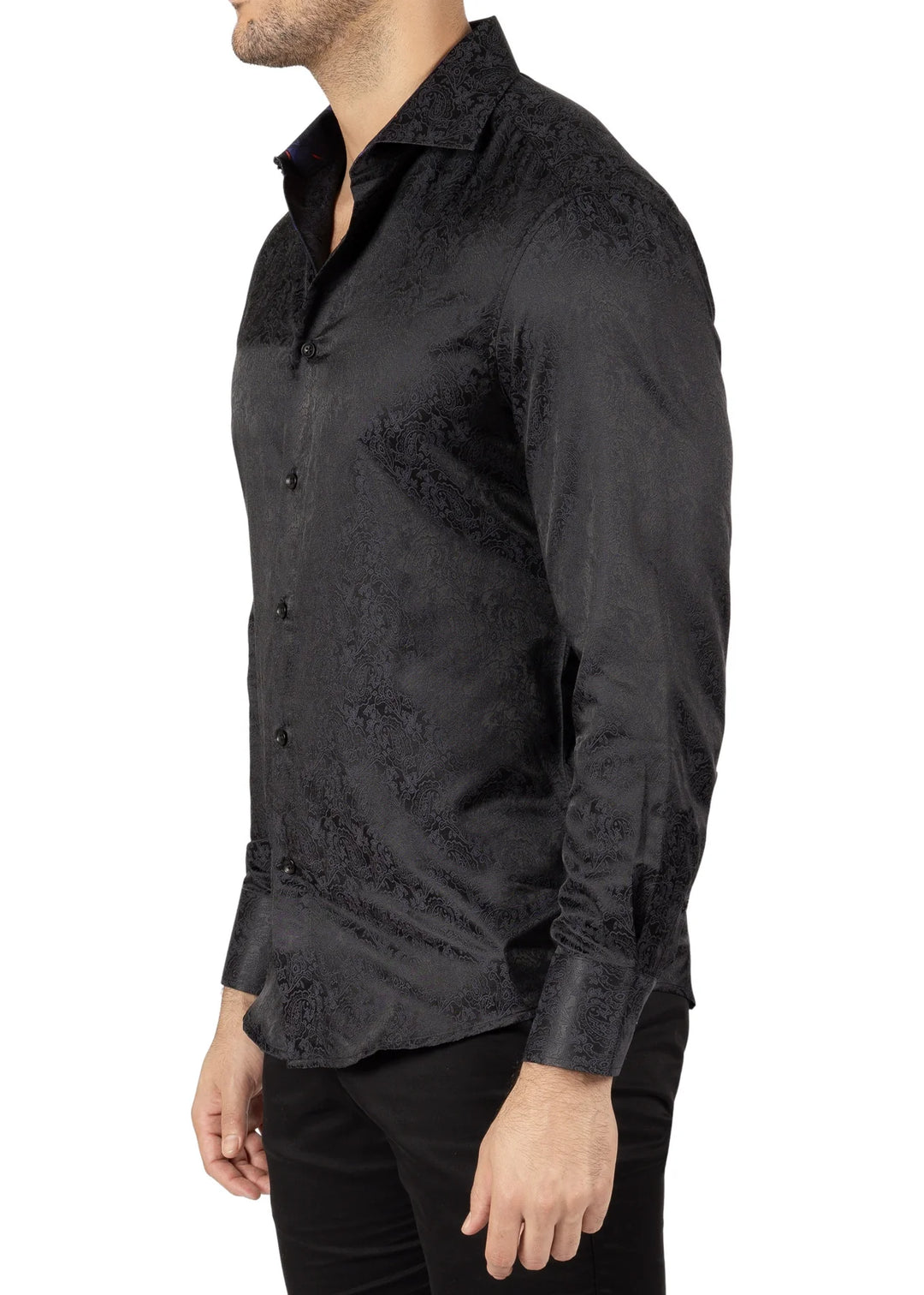 BeSpoke Fancy Print Long Sleeve Shirt - Black