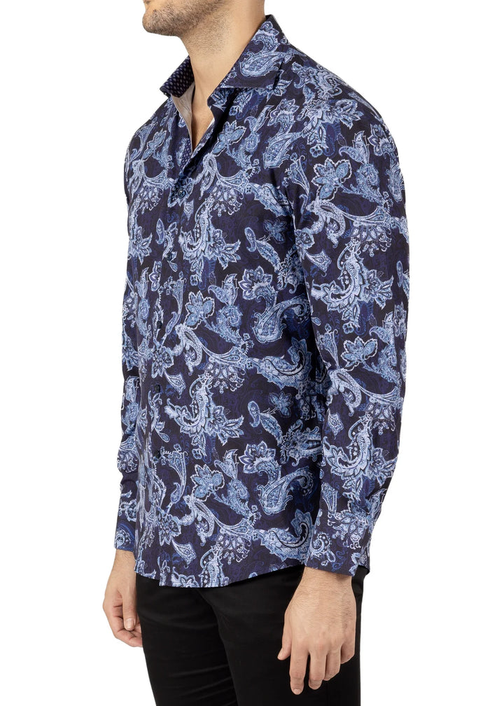 BeSpoke Paisley Fancy Long Sleeve Shirt - Navy Paisley