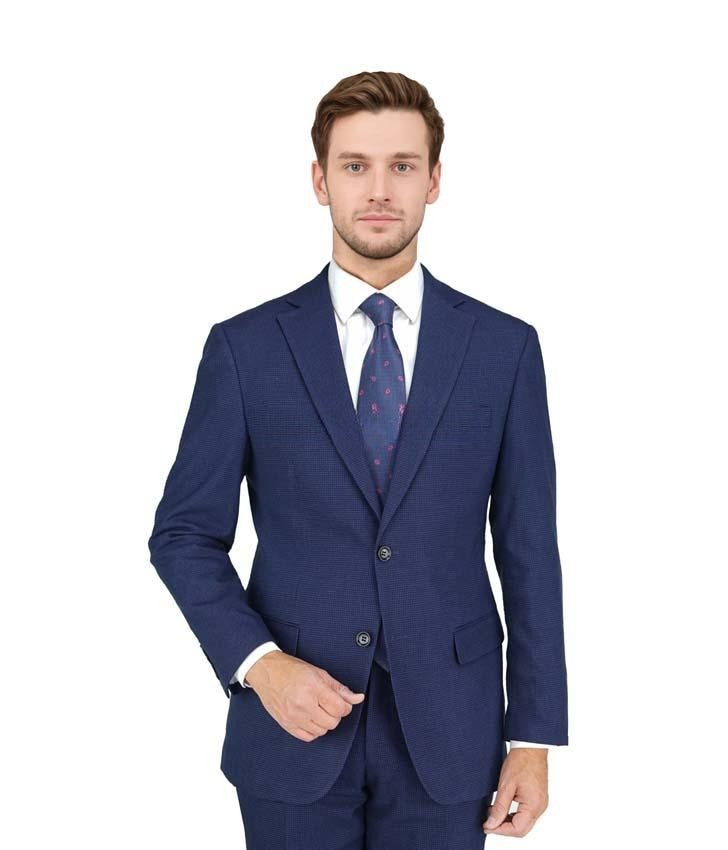 New York Man Italian Designer Navy Houndstooth 2 Piece Suit (available in Slim or Modern fit)
