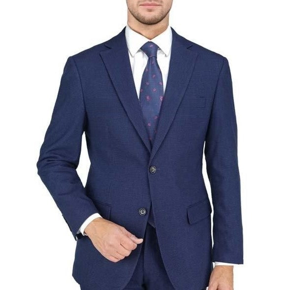 New York Man Italian Designer Navy Houndstooth 2 Piece Suit (available in Slim or Modern fit)