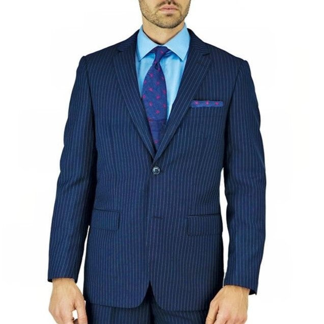 New York Man Italian Designer Navy Stripe 2 Piece Suit - suit | New York Man Suits