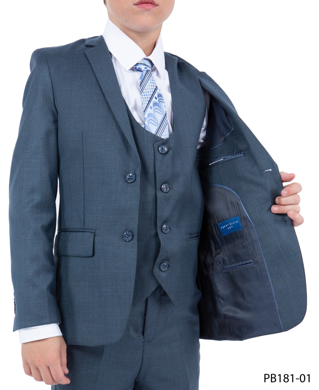 Perry Ellis Boys 5 Piece Suit-M.NAVY - suit - view 2 | New York Man Suits