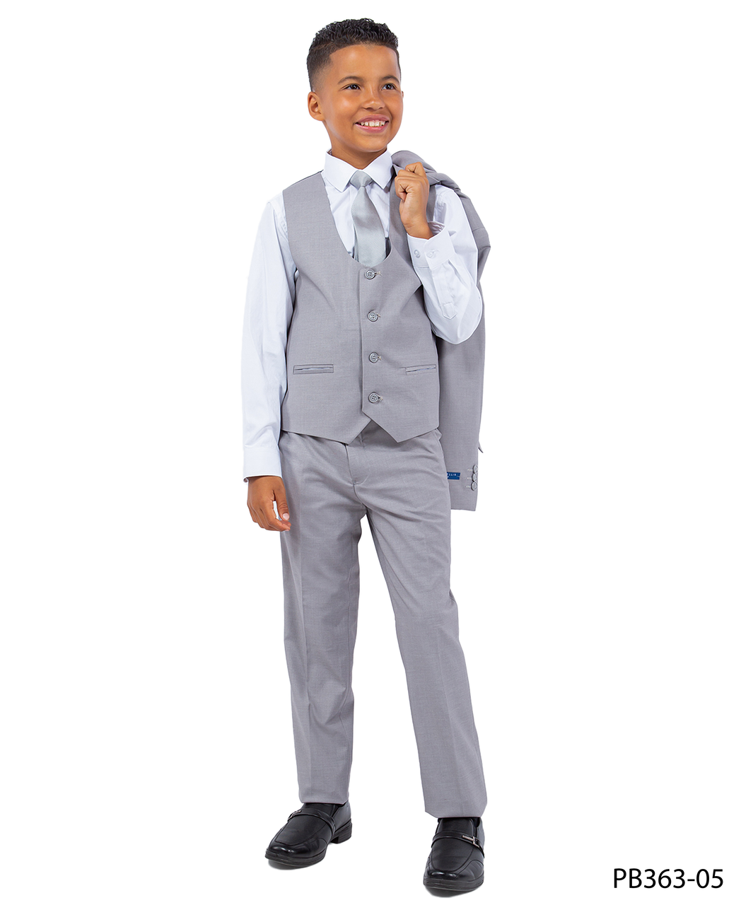 New York Man Boys 5 Piece Suit-Light Grey by Perry Ellis - suit - view 2 | New York Man Suits