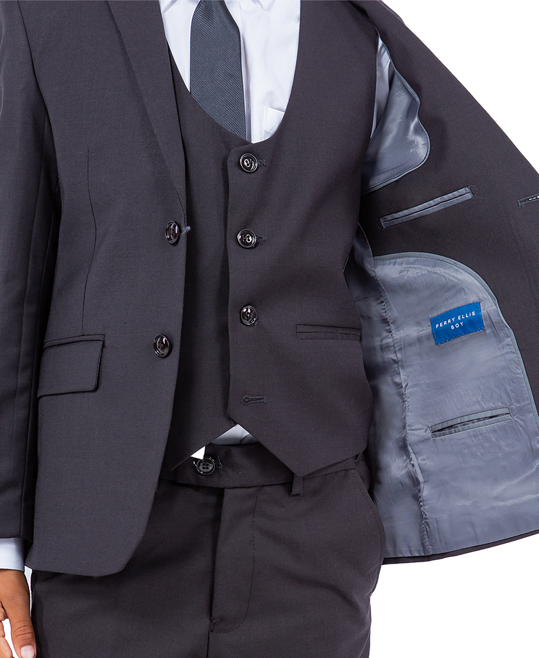 New York Man Boys 5 Piece Suit-Dk Grey by Perry Ellis - suit - view 2 | New York Man Suits