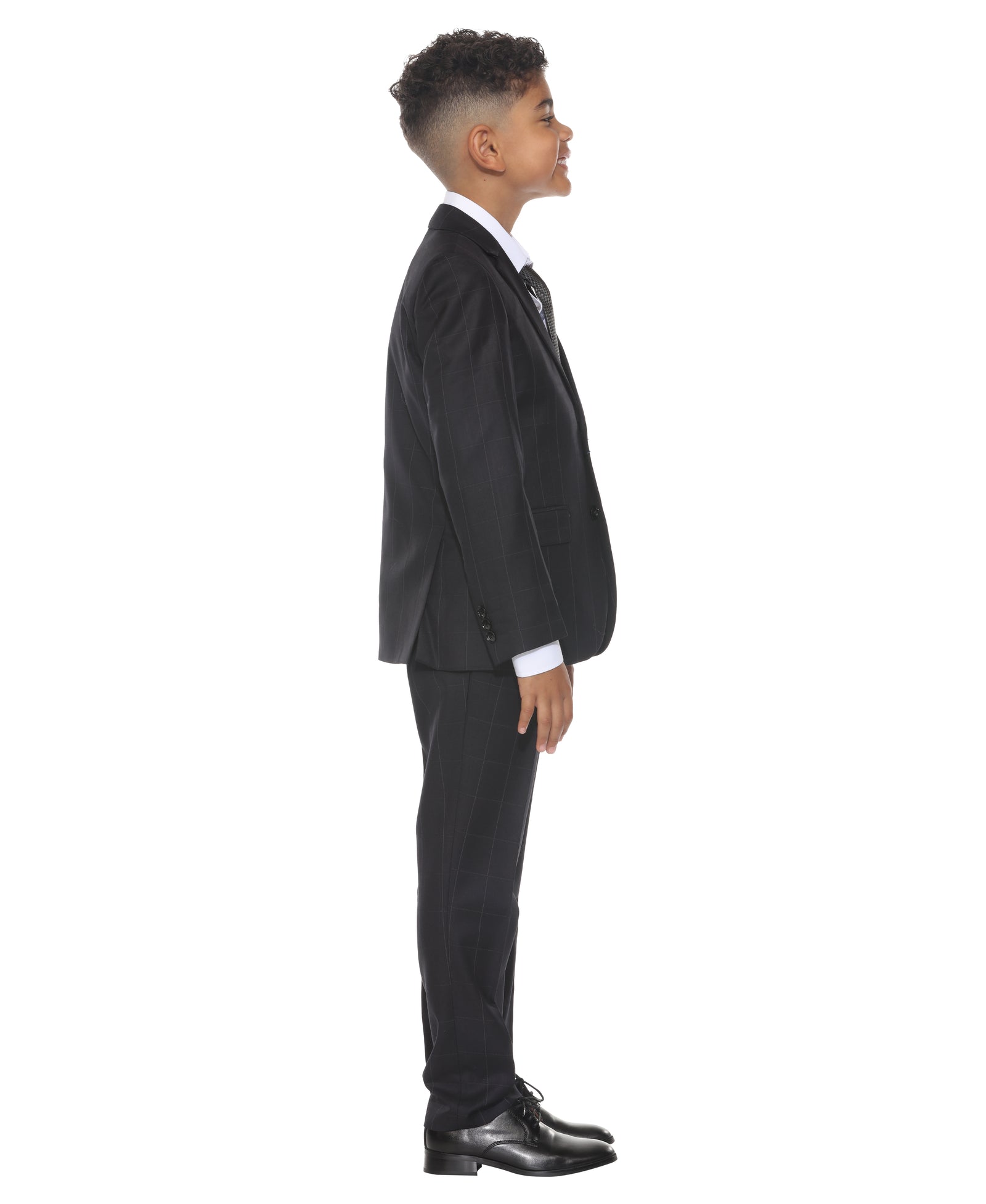 Perry Ellis Boy's 5pc Windowpane Suit - suit in Black - view 2 | New York Man Suits