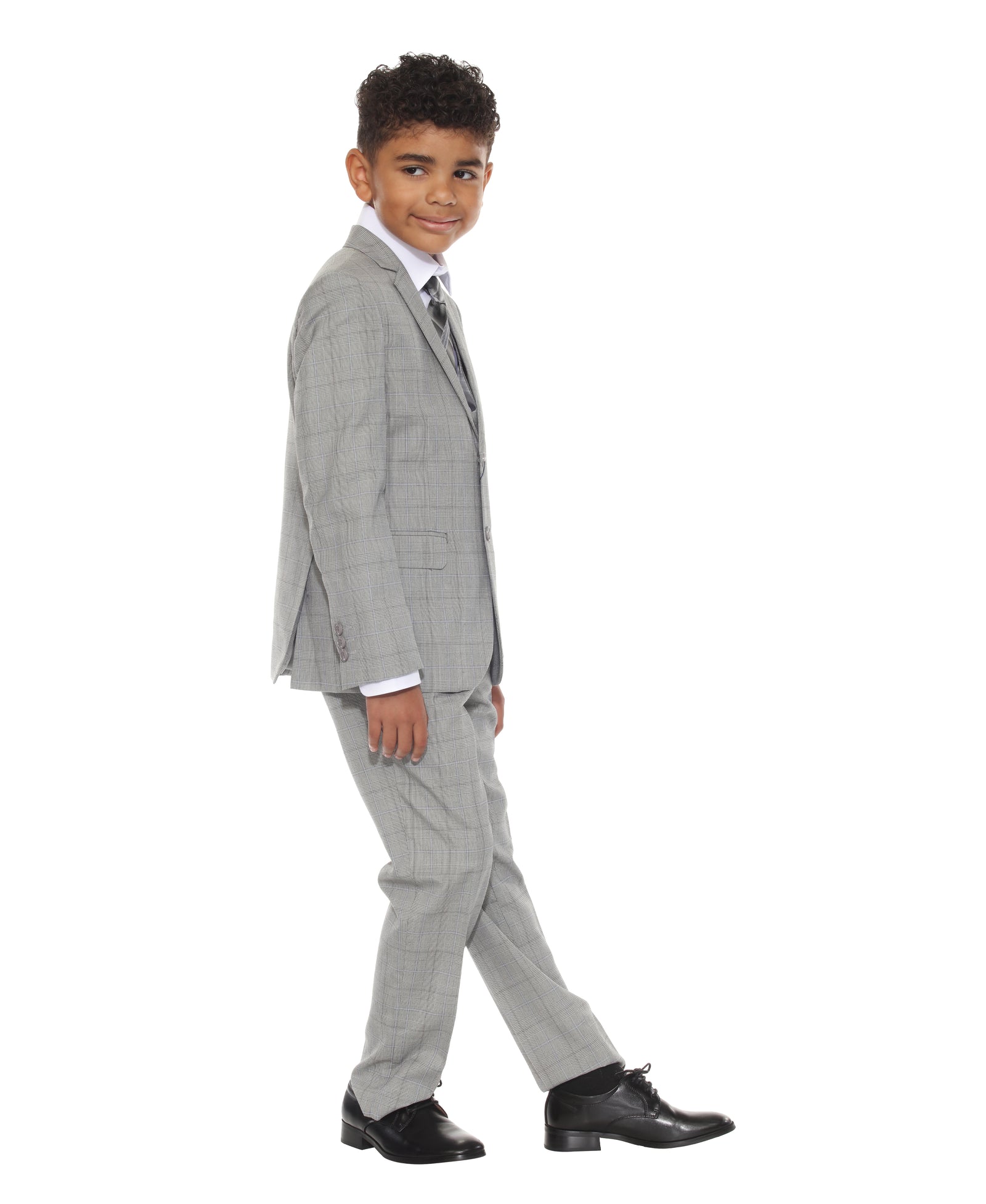 Perry Ellis Boy's 5pc Glenplaid Suit - suit in Grey - view 2 | New York Man Suits