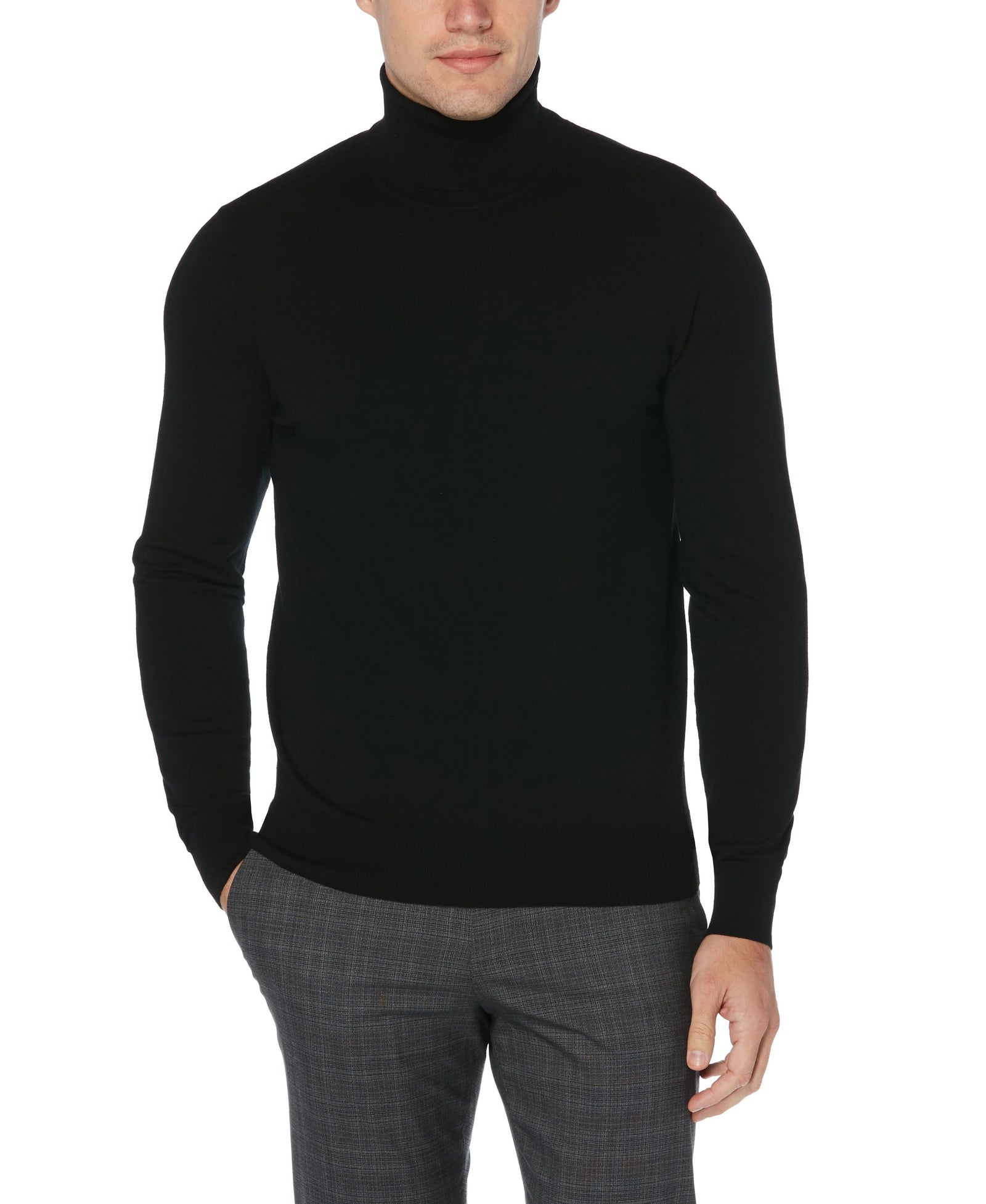 New York Man Brand Solid Cotton Blend Regular Turtle Neck Sweater - sweater | New York Man Suits