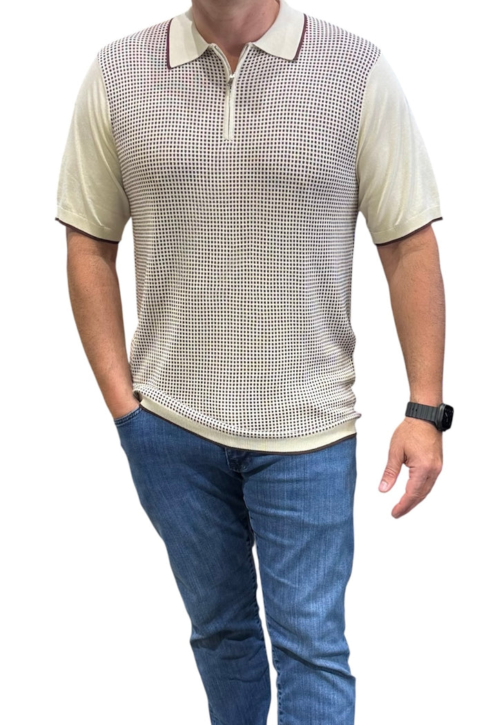 Cigar Couture Men's Polo Knit Short Sleeve Sport Shirt - PJ 1522 Cream