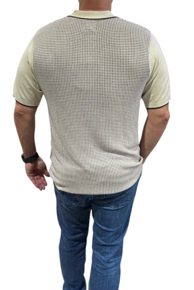 Cigar Couture Men's Polo Knit Short Sleeve Sport Shirt - PJ 1522 Cream