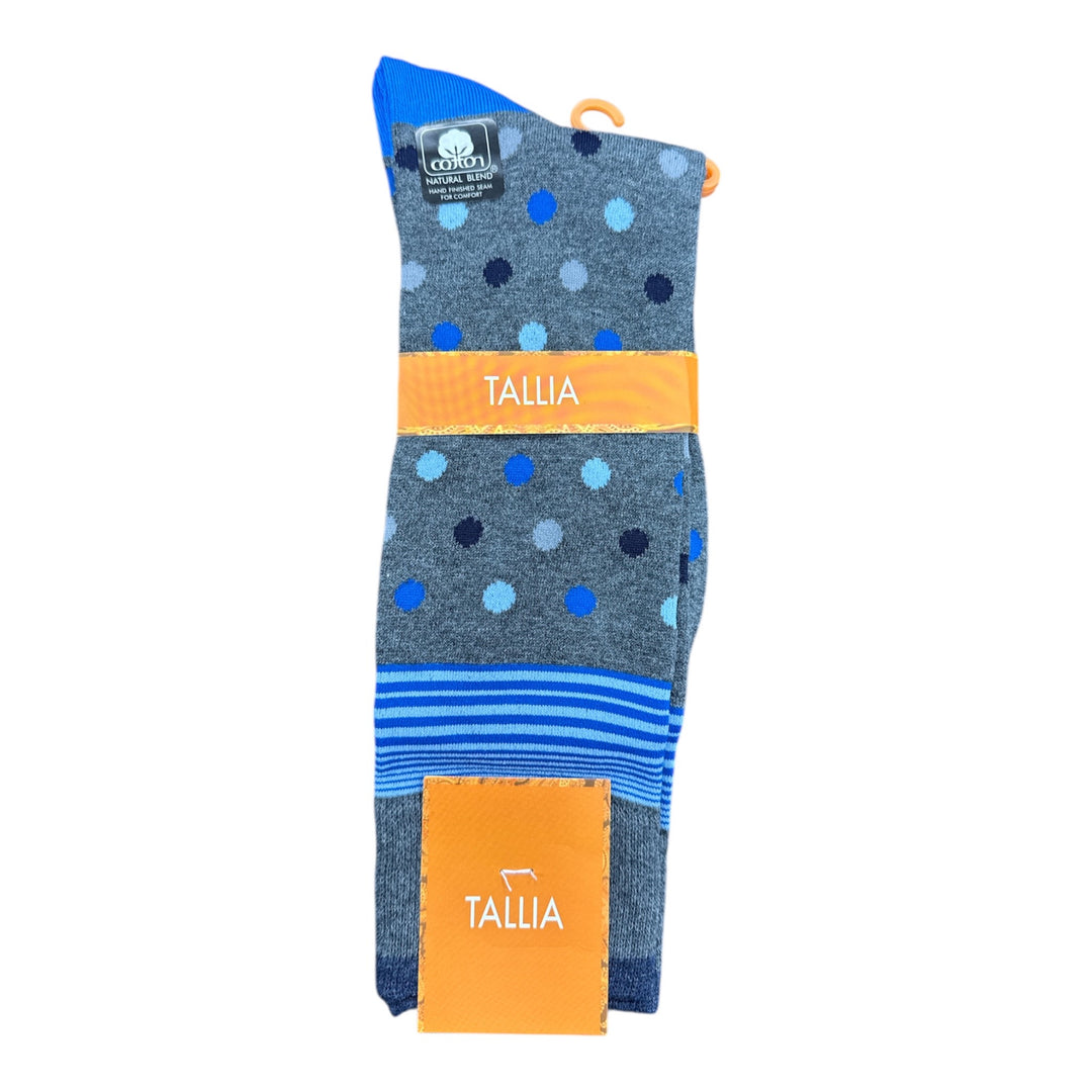 Tallia Mens Fancy Polka Dot Design Socks-Navy/Blue