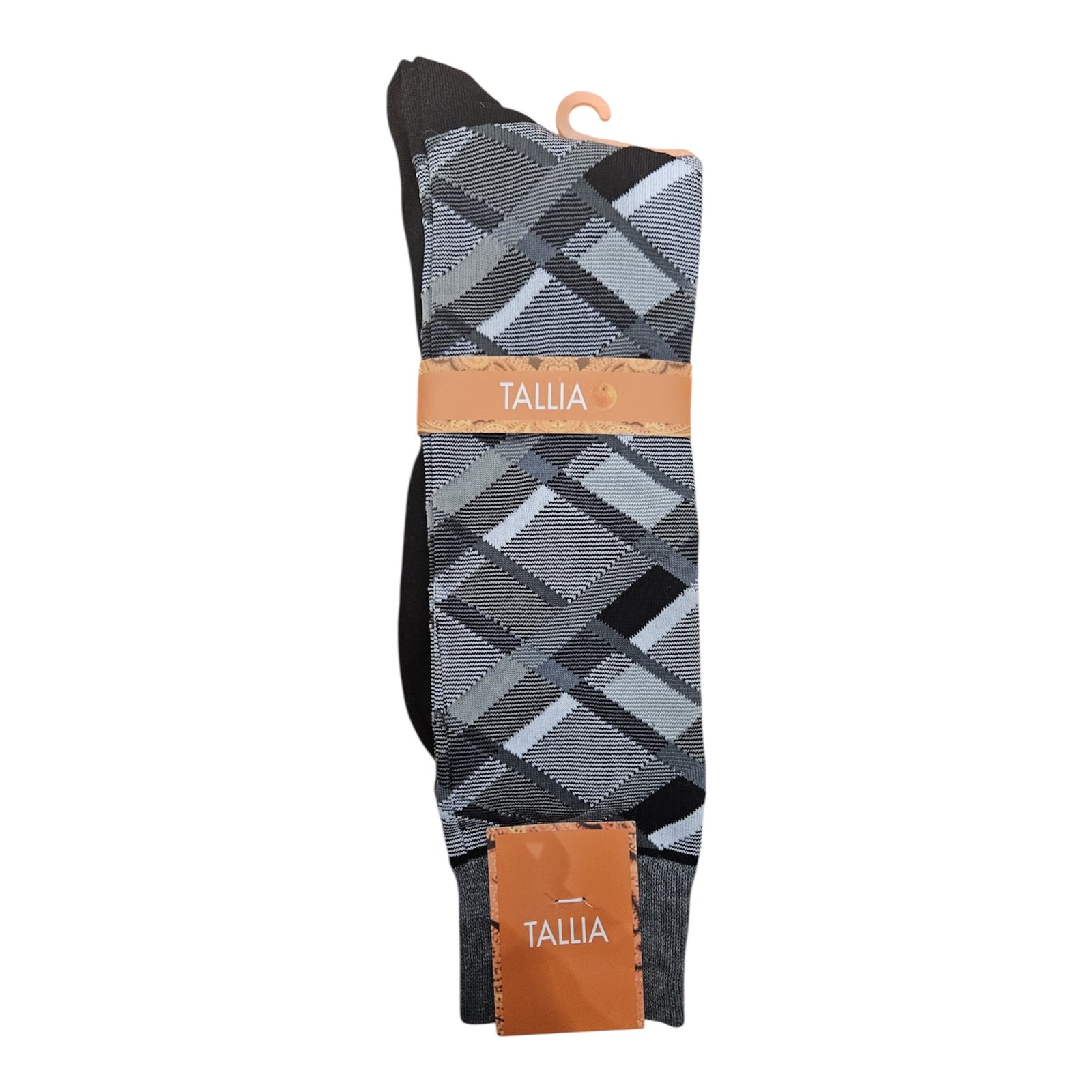 Tallia Mens Fancy Zig Zag Design Socks - socks in Blk/Beige | New York Man Suits