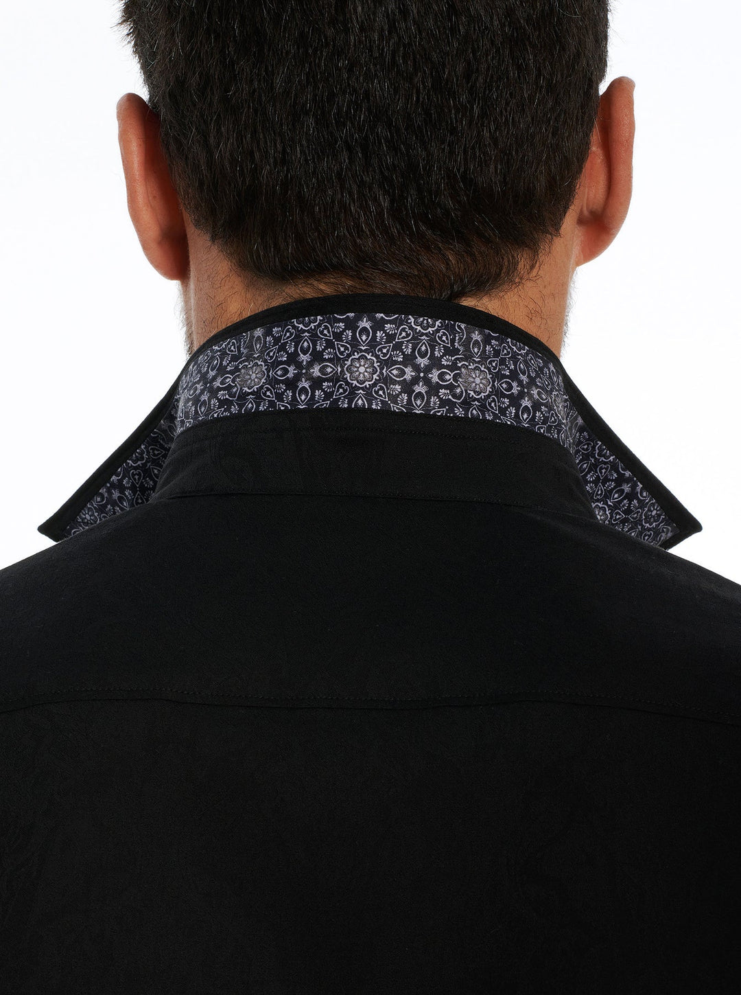 Robert Graham Highland Cotton Black Long Sleeve Woven Shirt-Black