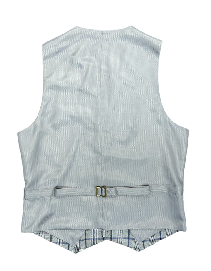 Caravelli Mens 2 Button 3 Piece Vested Windowpane Slim Fit Suit - LT. Grey Wp