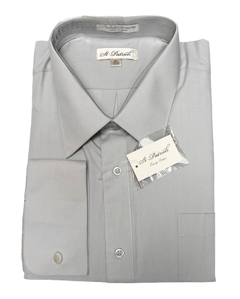 St. Patrick French Cuff Dress Shirt-Silver - shirt | New York Man Suits