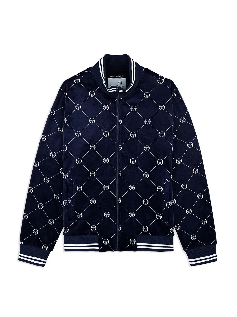 Sergio Tacchini "Cosimo" Velour Track Jacket and Matching Pants - Maritime Blue - tracksuit - view 2 | New York Man Suits