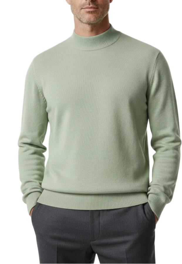 New York Man Mock Neck (Lavane) Long Sleeve-Sage - shirt - view 2 | New York Man Suits