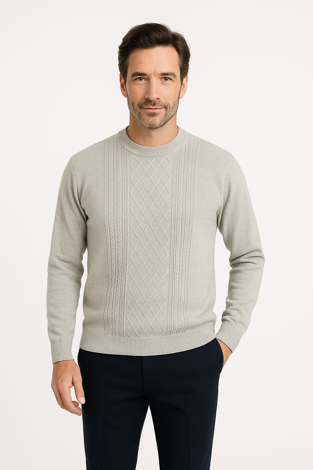 New York Man Fancy Printed CrewMock Long Sleeve