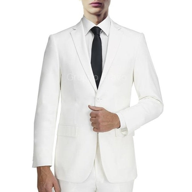New York Man Italian Designer Snow White 2 Piece Suit (available in Slim or Modern fit)