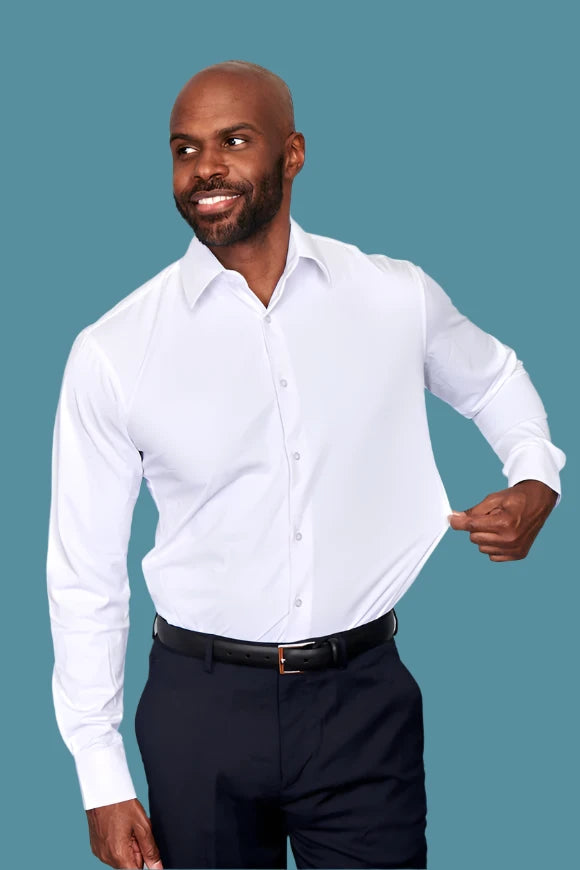 man wearing white dress shirt