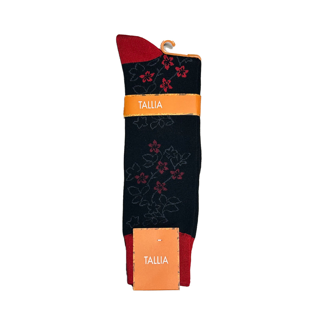 Tallia Mens Floral Design Socks - Red/Black