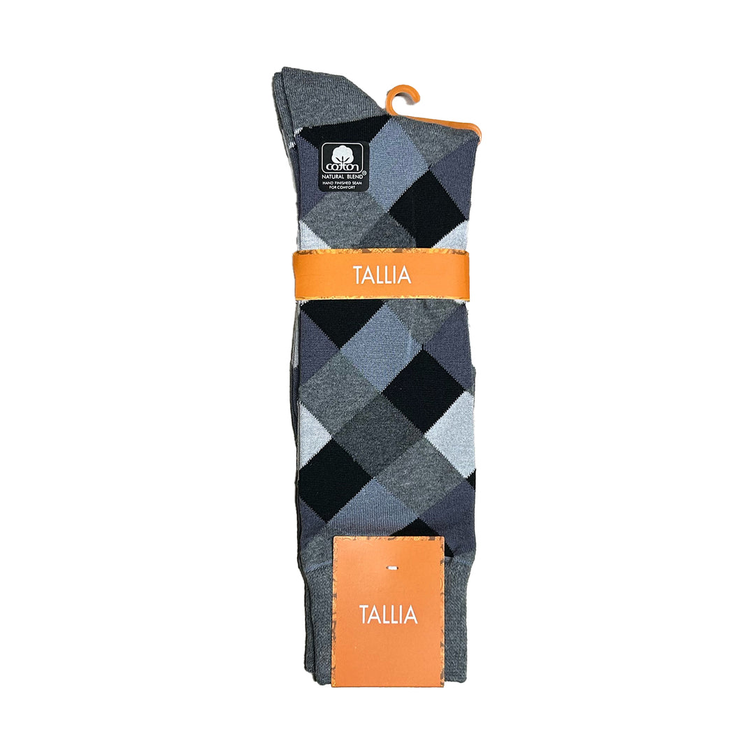 Tallia Mens Diamond Design Socks - Black/White