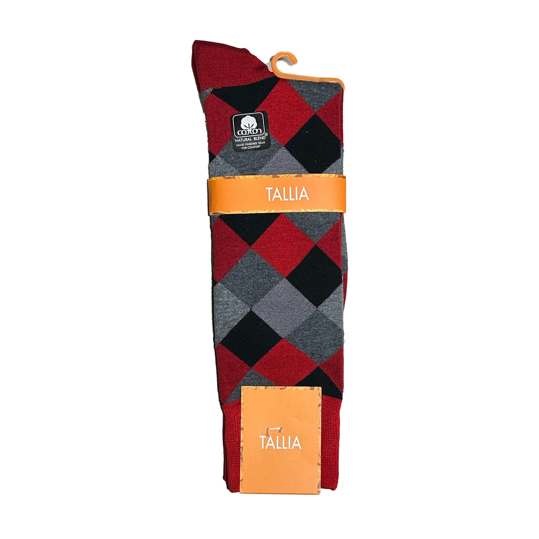 Tallia Mens Diamond Design Socks - Red