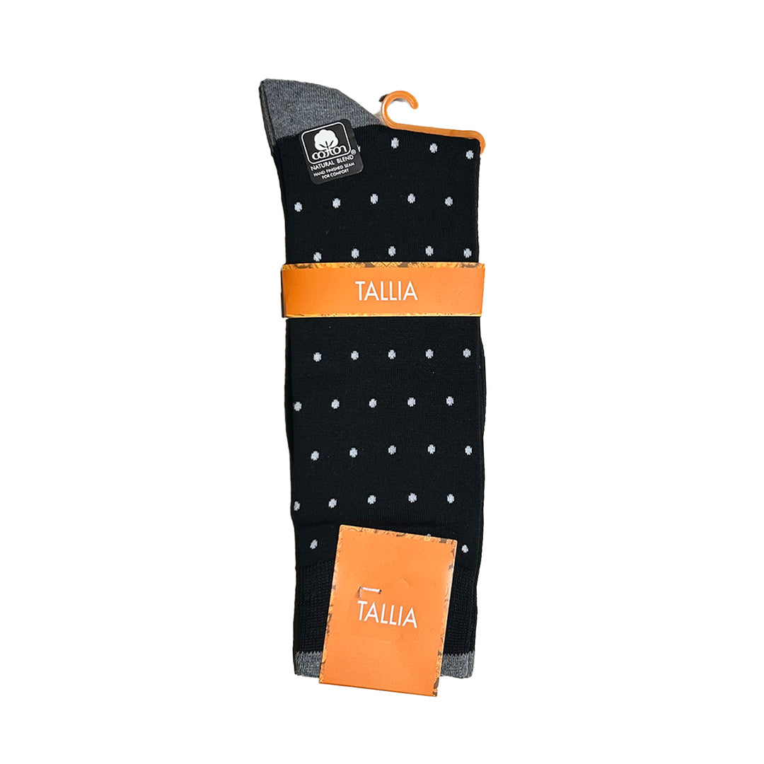 Tallia Mens Polka Dot Design Socks - Black/White