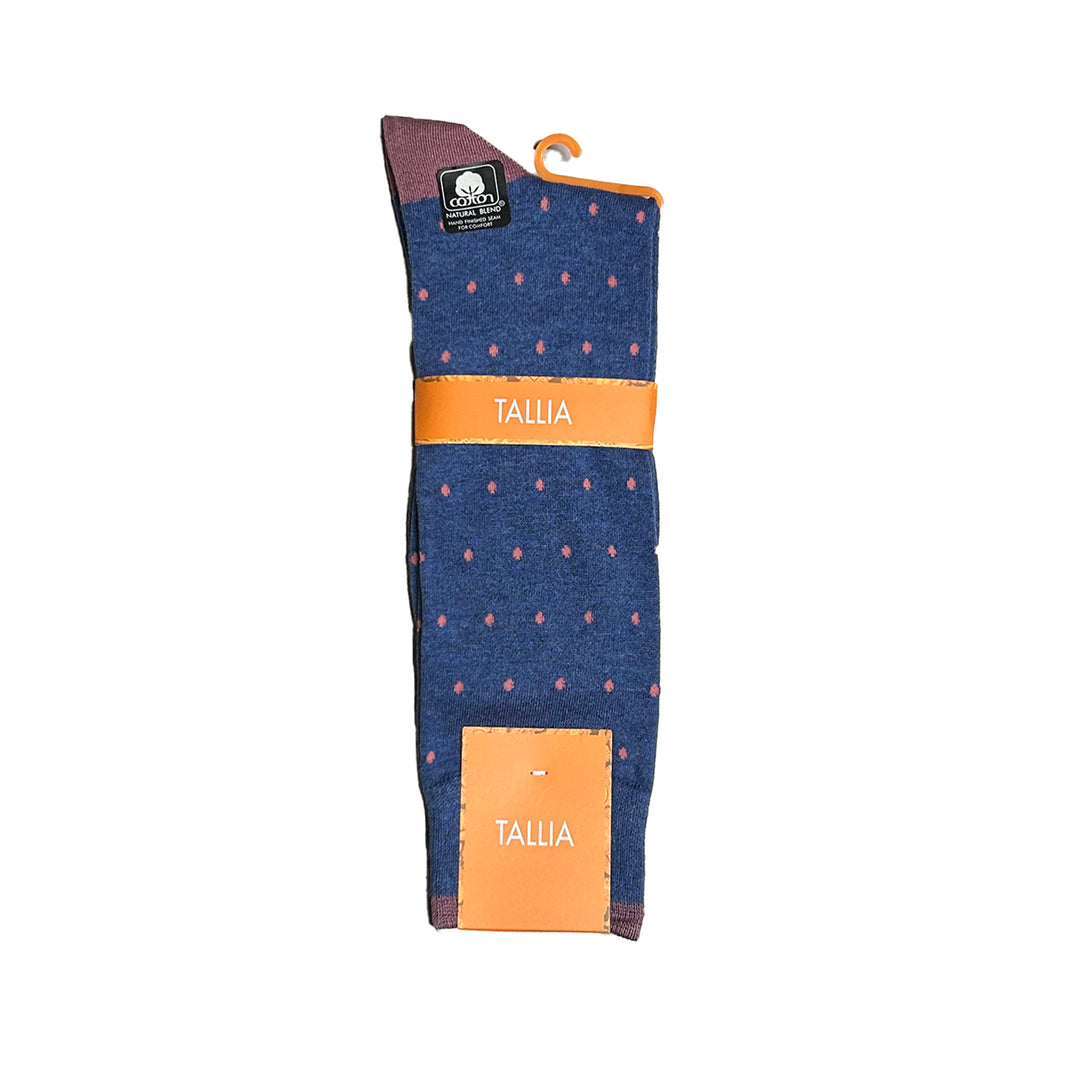 Tallia Mens Polka Dot Design Socks - Denim/Rose