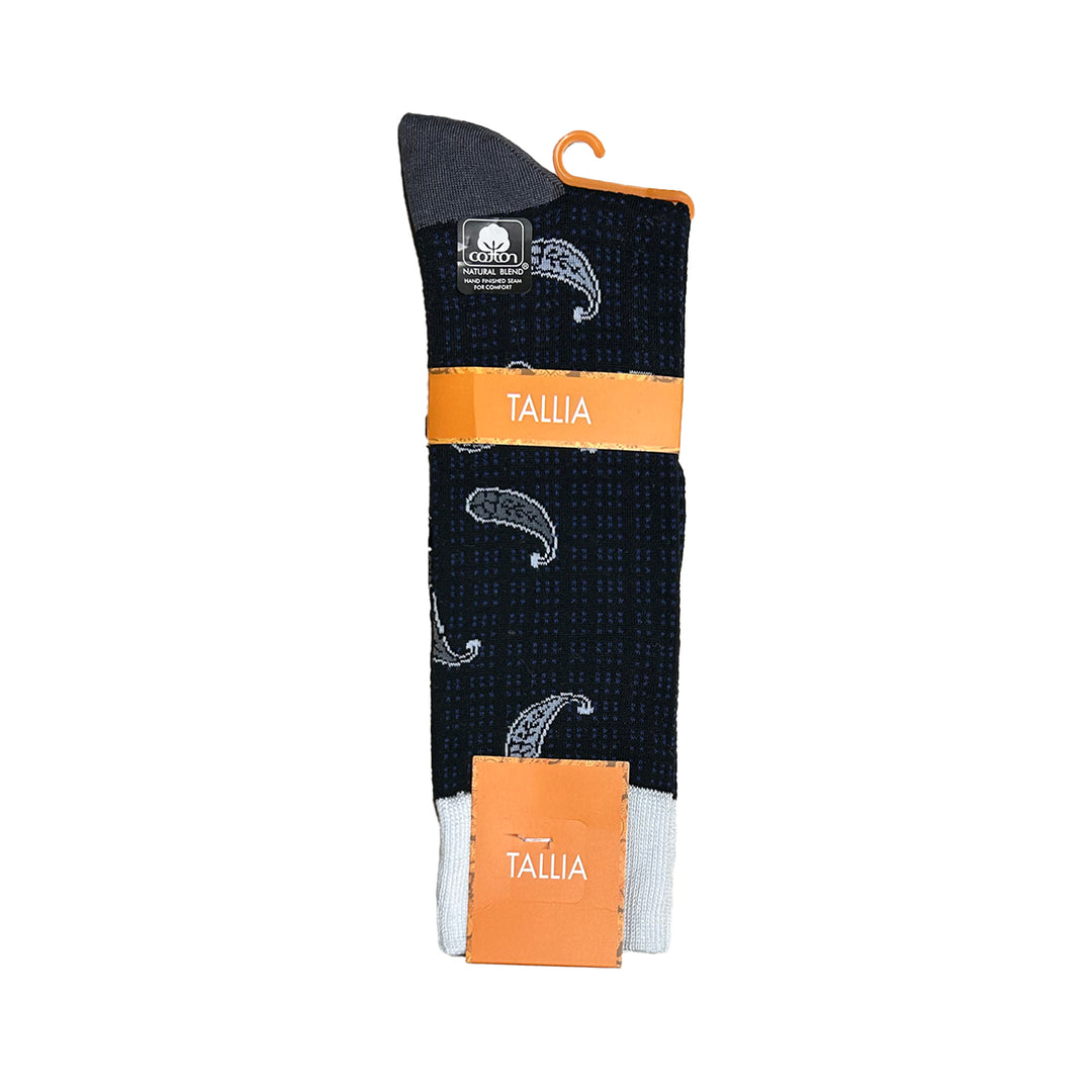 Tallia Mens Paisley Design Socks - Black