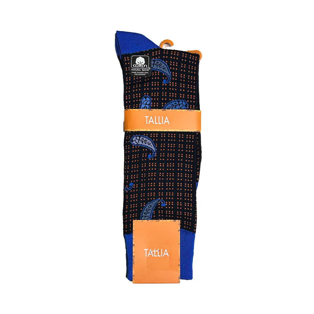 Tallia Mens Paisley Design Socks - Navy